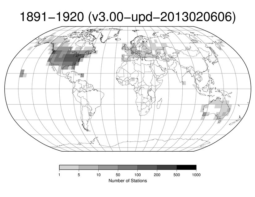 Station Counts 1891-1920: Temperature