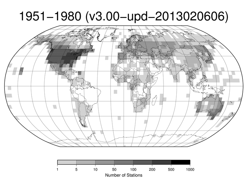Station Counts 1951-1980: Temperature